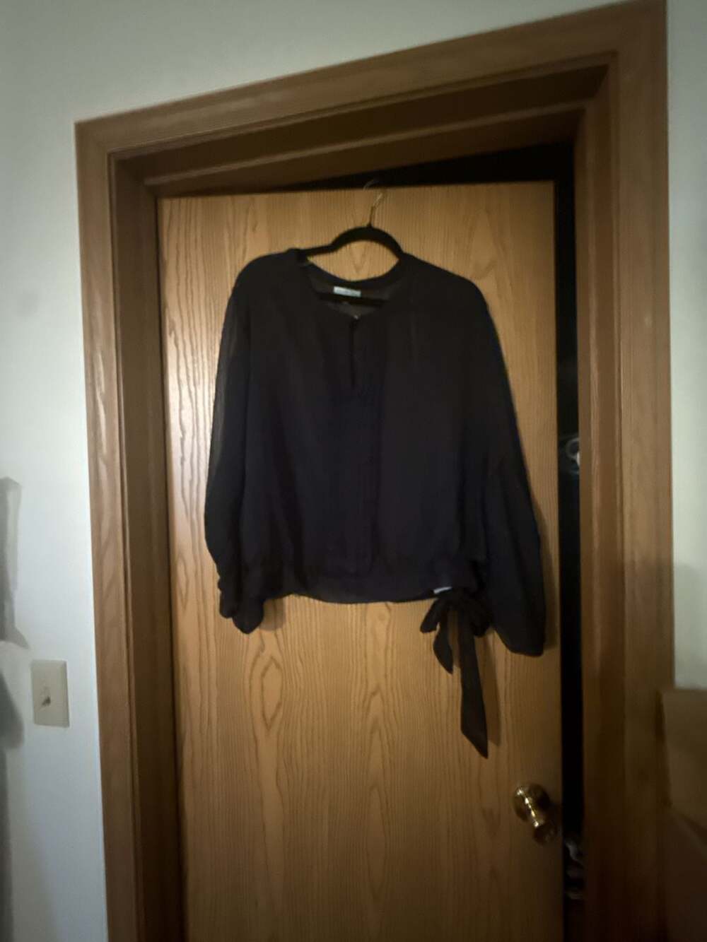 Charlotte‎ Russe Black Sheer Shimmer Blouse Size M